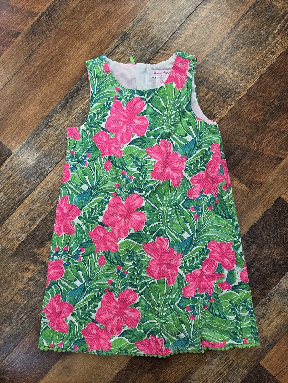 Tommy Bahama Green and Hot Pink Tropical Floral Sleeveless Dress, Size 6